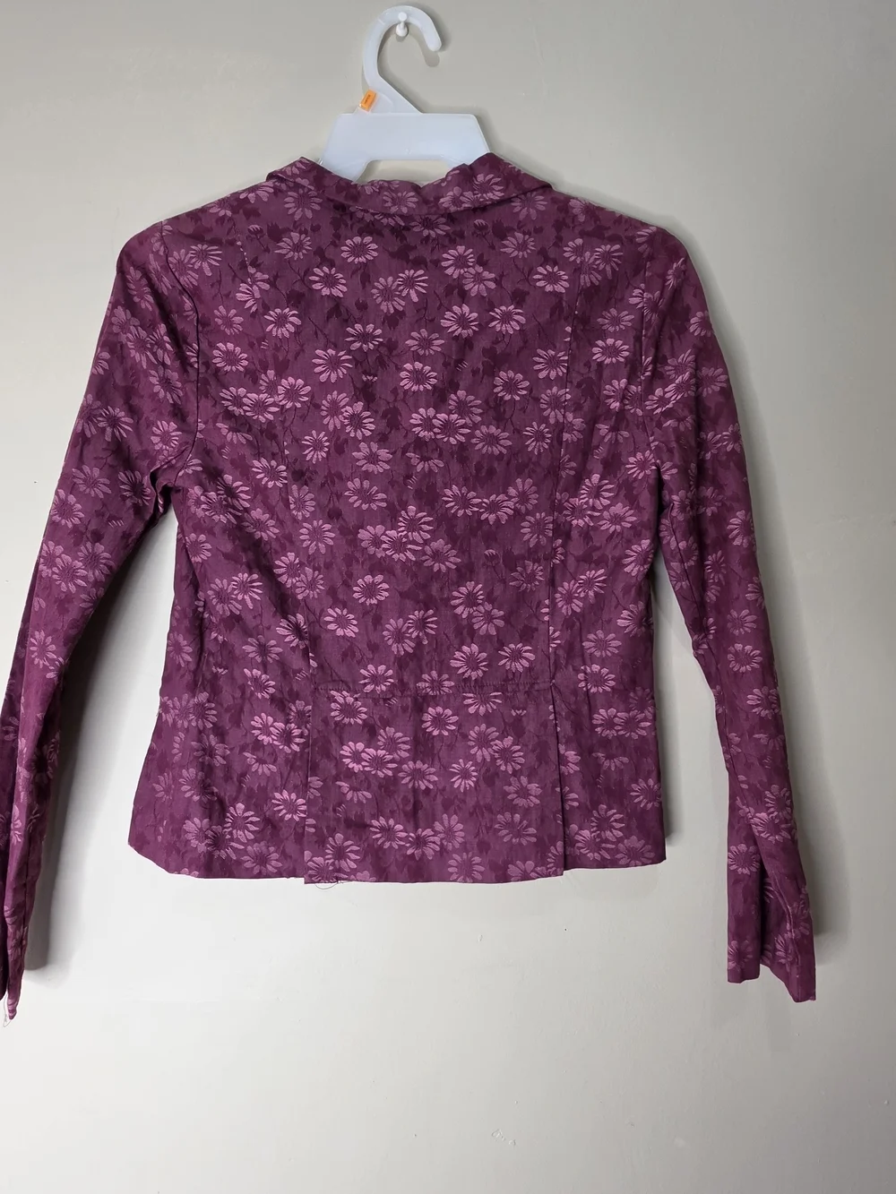 Vintage First Kiss Burgundy Floral Blazer Womens Medium Y2K Jacket